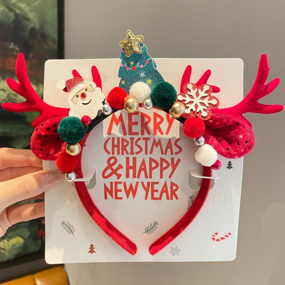 Reindeer Antlers Headband - عصابة رأس لطيفة من المخمل الأحمر