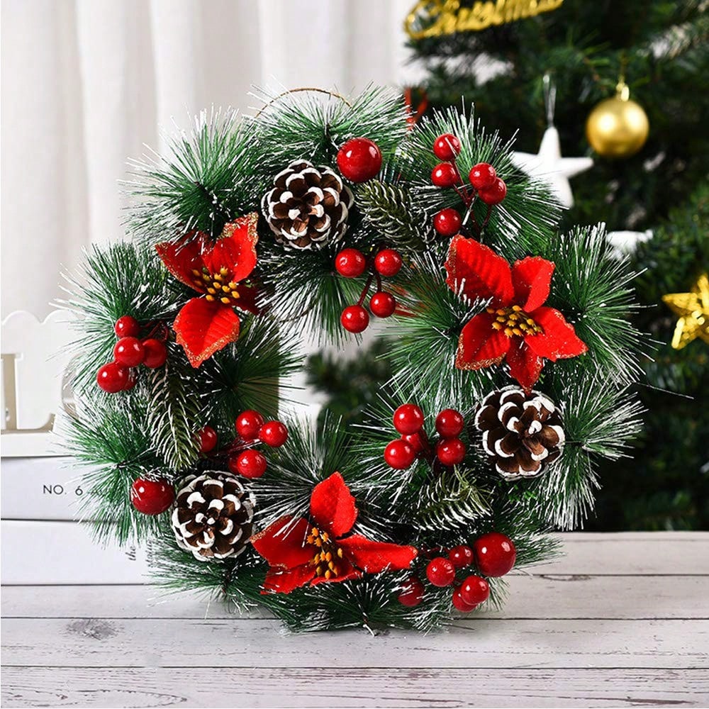 Christmas Wreath Fake - إكليل عيد الميلاد للباب الأمامي، إكليل