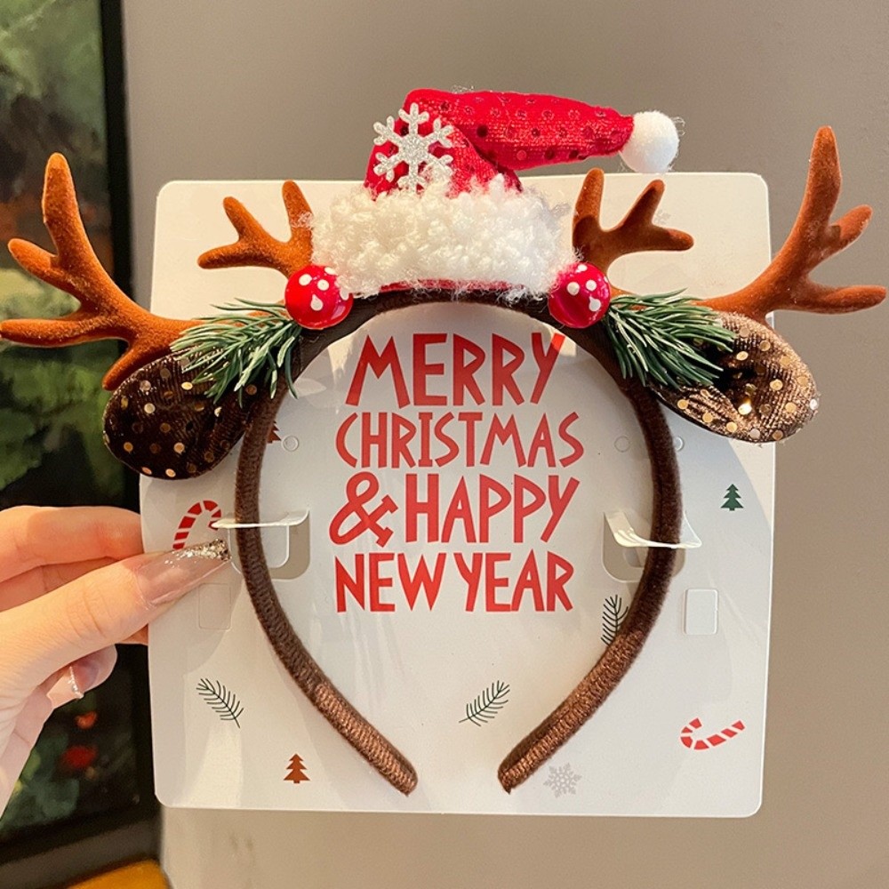Reindeer Antlers Headband - عصابة رأس من المخمل الأحمر بتصميم
