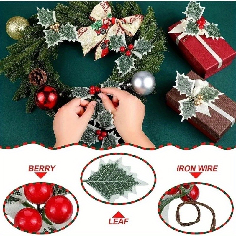 10 قطع من توت الهولي الاصطناعي - مراجعة Christmas Wreath Fake وسعره