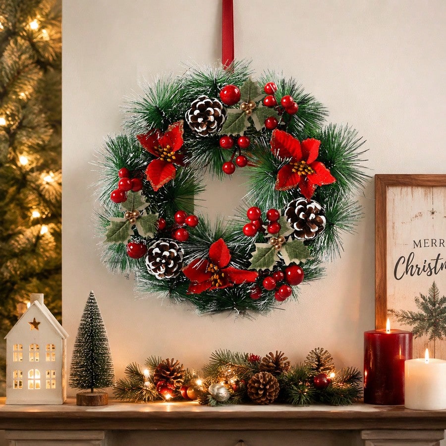 إكليل عيد الميلاد للباب الأمام - مراجعة Christmas Wreath Fake وسعره