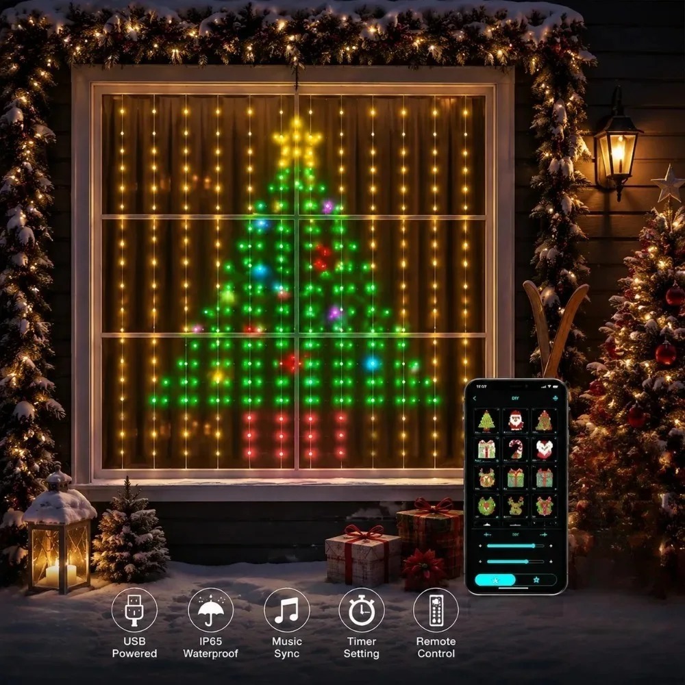 ستائر إضاءة LED بكسل مع تحكم ع - مراجعة Led Fairy String Lights وسعره